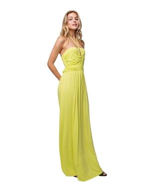 E10 Neon Lime Halter Maxi Dress